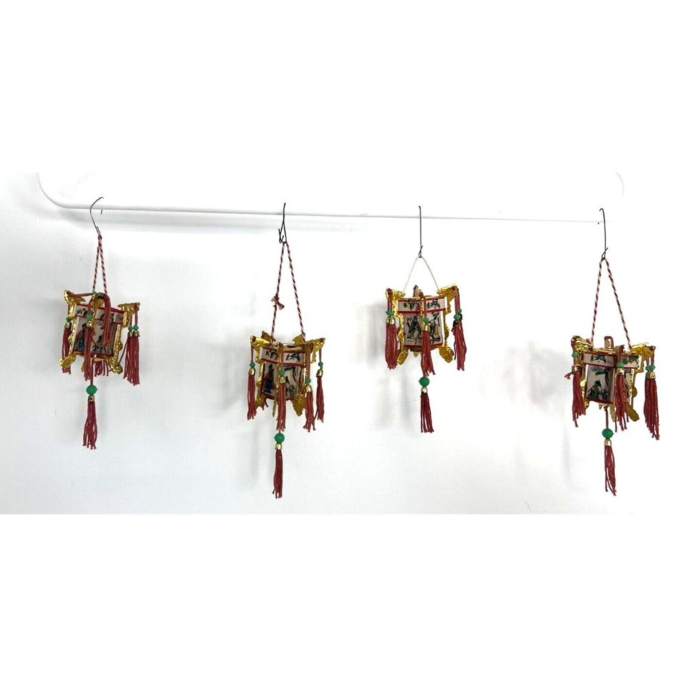 Vintage Oriental Hanging Christmas Winter Holiday Decoration Opens set of 4